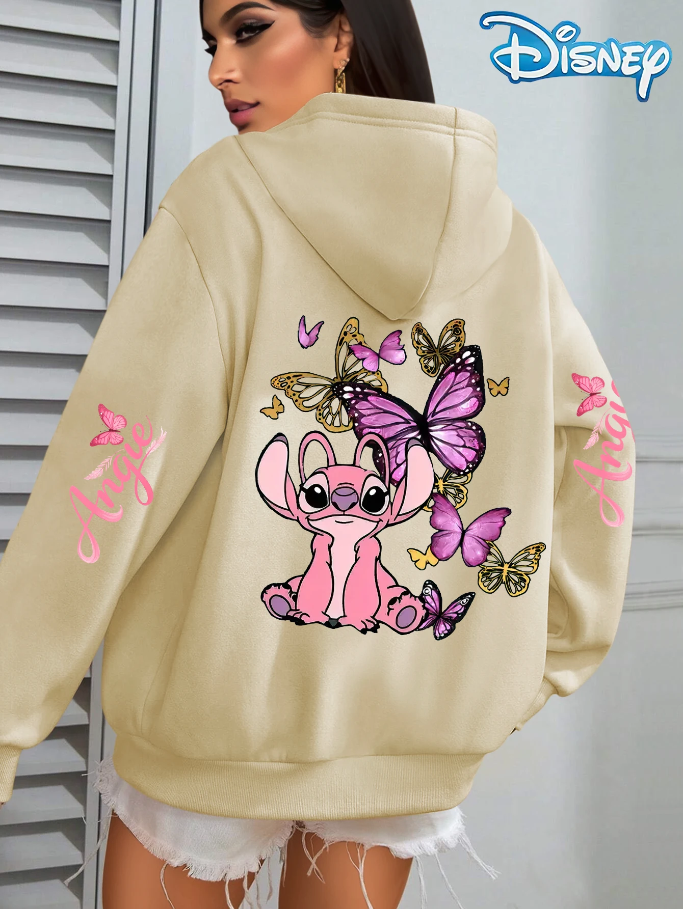 ديزني - Angel and Butterfly - سويت شيرت بغطاء للرأس لحفلات الخريف/الشتاء - أزياء حصرية لمحبي ديزني
