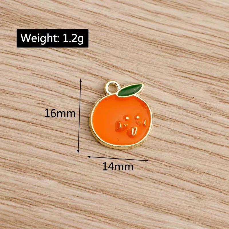 Laranja Esmalte Laranja Encantos para Fazer Jóias DIY, Brincos Pingentes e Colares, Acessórios Artesanais de Frutas, 10PCs