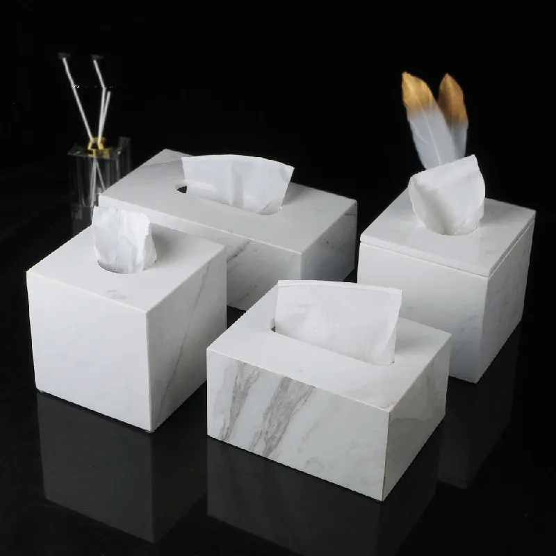 

1pc Nordic Style Marble Car Tissue Box Car Supplies Tissue Paper Tray Home Car Napkins Holder Case Organizer Decoration Tools