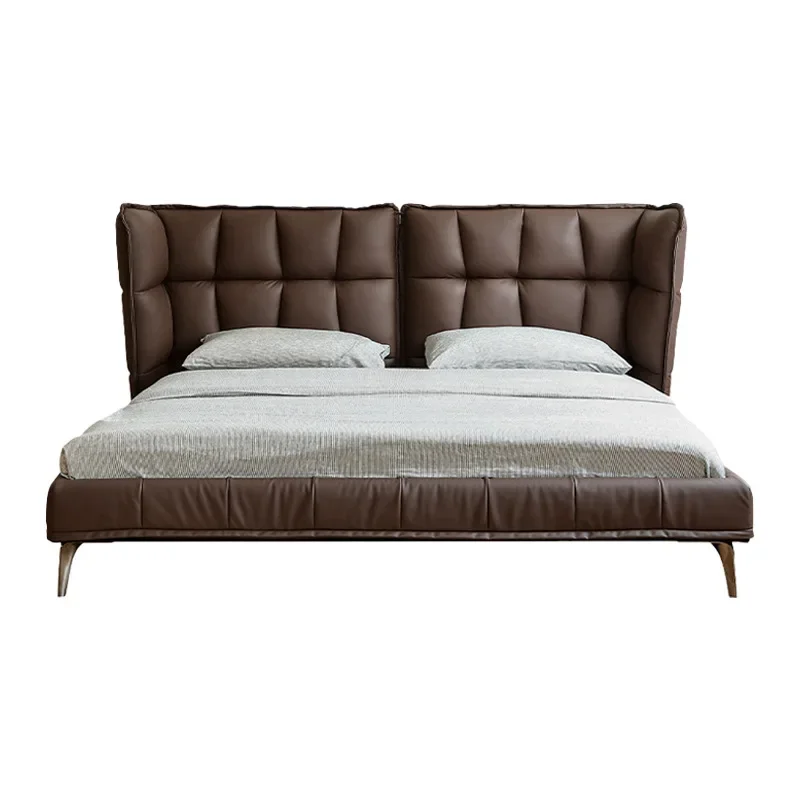 Haute couture series/muscle bed Italian minimalist leather bed Villa master bedroom double bed new