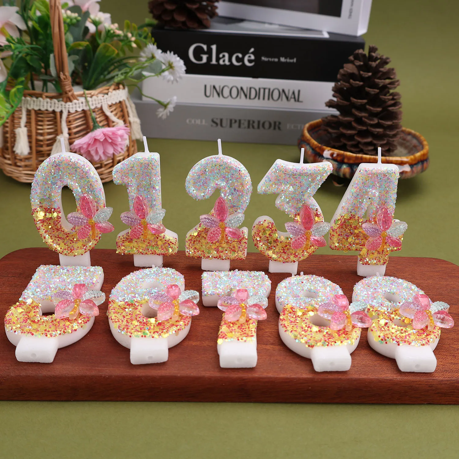 Colorful digital birthday candles, crystal dragonfly decorative candles, anniversary candles for special occasions, party gifts