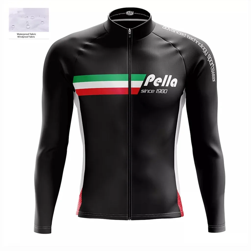 

Rainy Season Cycling Pella Team Men's Cycling Jacket Long Sleeve Windproof and Rainproof Outdoor Sports Top