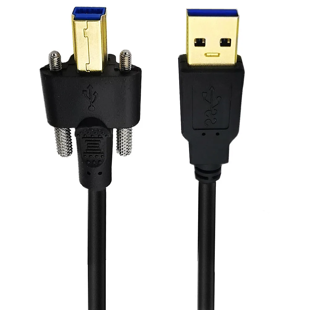 ความเร็วสูง USB 3.0ประเภท A ถึง B สายดาต้าซิงค์ข้อมูลชายสายสำหรับ HP Canon Lexmark Samsung CyberPower กับ M3สกรูล็อค