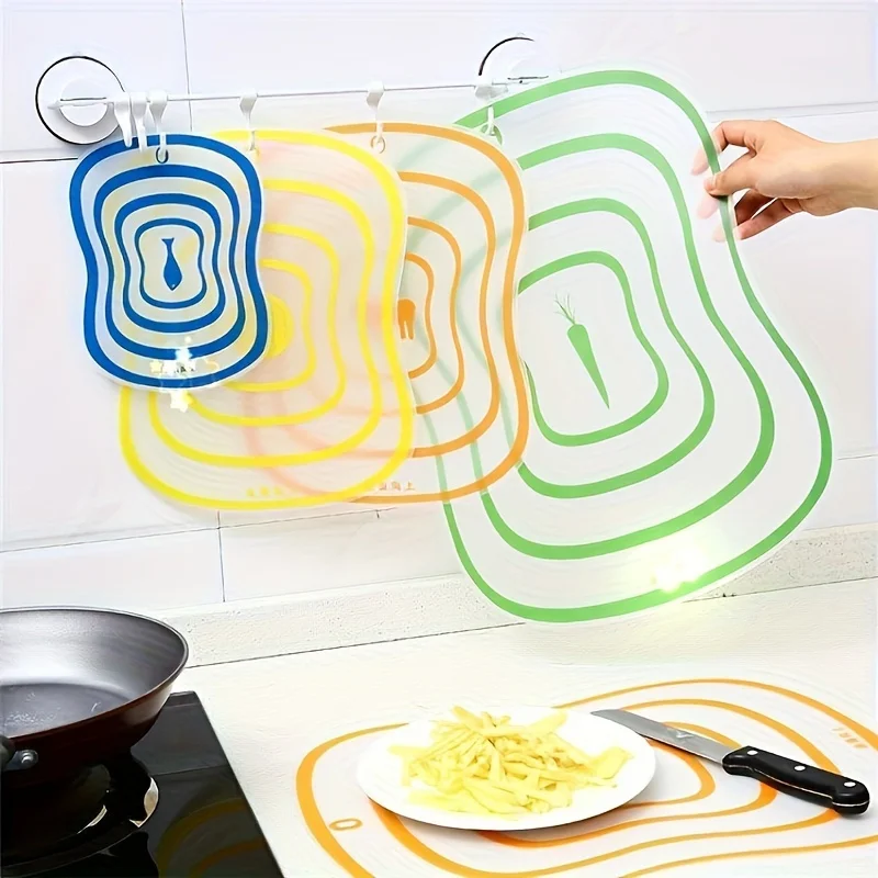 2PCS Clear Bendable Sorting Cutting Board Kitchen Cutting Board Plastic Anti-Skid Kneading Panel Cutting Fruit Cutting Board