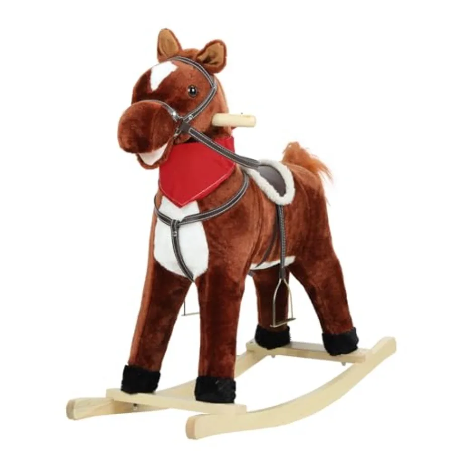 

Rocking Horse Toy for Plush Toddler Rocker with Moving Mouth Wagging Tail and Musical Sounds Comfy Saddle and Sturdy Footrest f