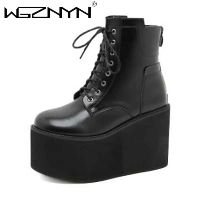 Luxury Gothic Platform Ankle Boots Women Thick Bottom High Heels Women Boot Punk Wedges Female Shoes Booties Woman Botas Mujer