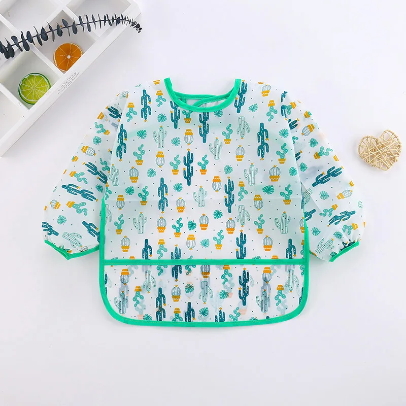 0-4Yrs New Baby Bibs Cute Children Baby Stuff Toddler Waterproof Long Sleeve Art Smock Feeding Bib Apron for Kids