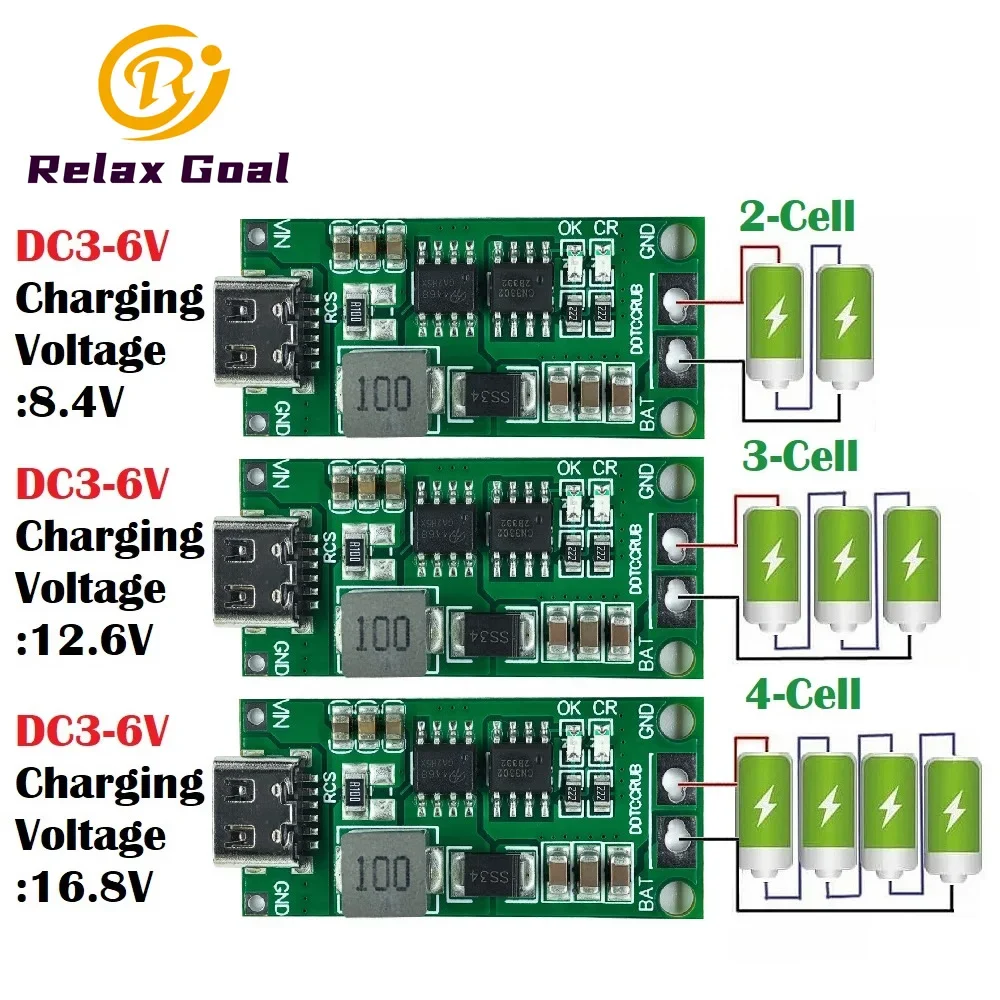 Multi-Cell 2S 3S 4S Type-C to 8.4V 12.6V 16.8V Step-Up Boost LiPo Polymer Li-Ion Charger 7.4V 11.1V 14.8V 18650 Lithium Battery