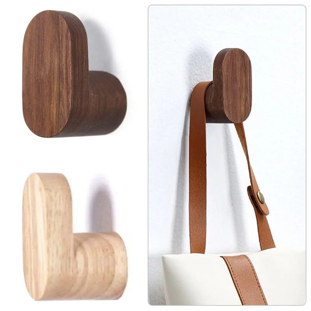 Modern Simple Wooden Decorative Hook Key Holder Door Hanger Wall-mounted Punch Robe Hook Coat Bag Rack Home Storage Organizer