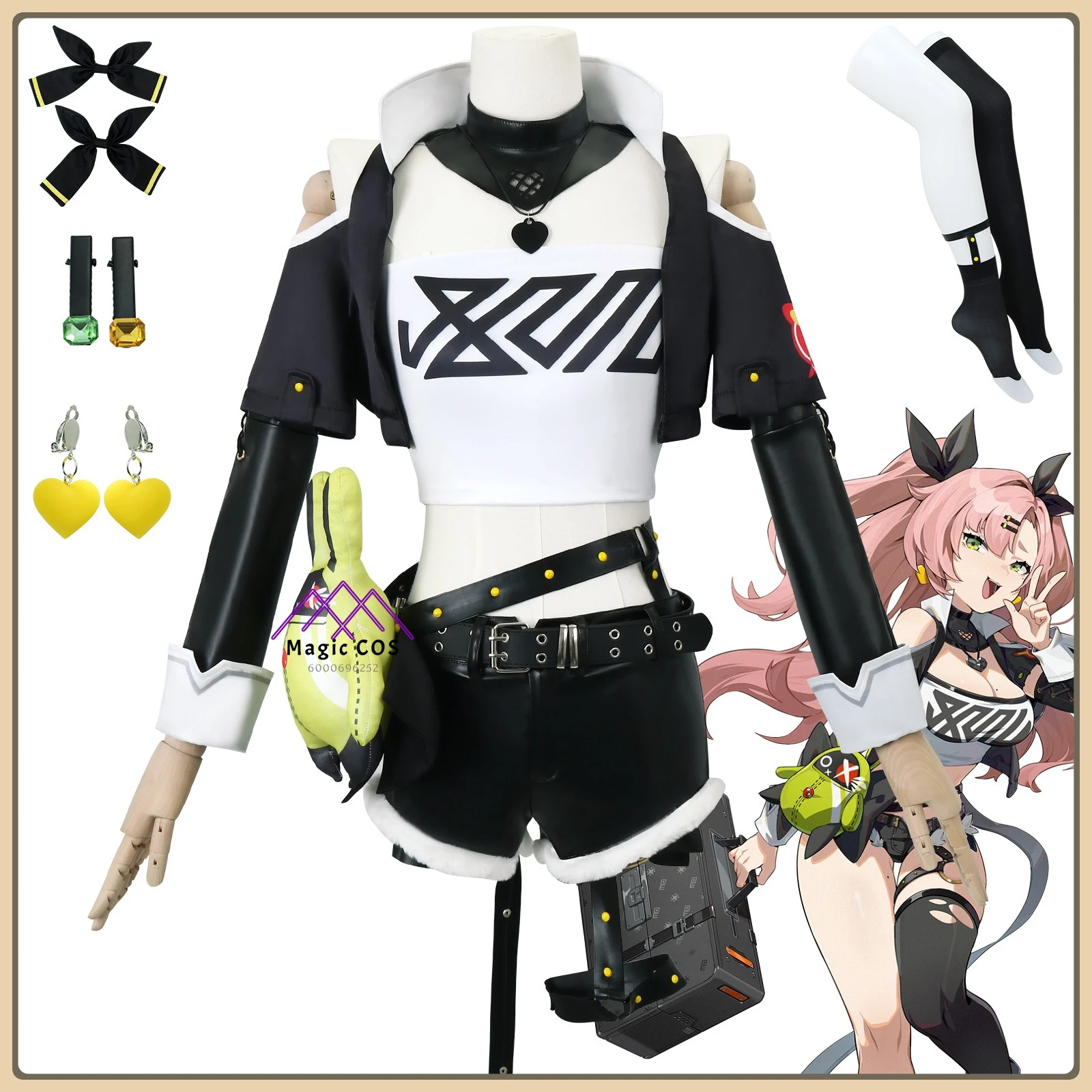 

Zenless Zone Zero Nicole Demara Cosplay Costume Women's Crop Top&Shorts Suit with Doll Full Set Anime Outfit for Comic Con Party