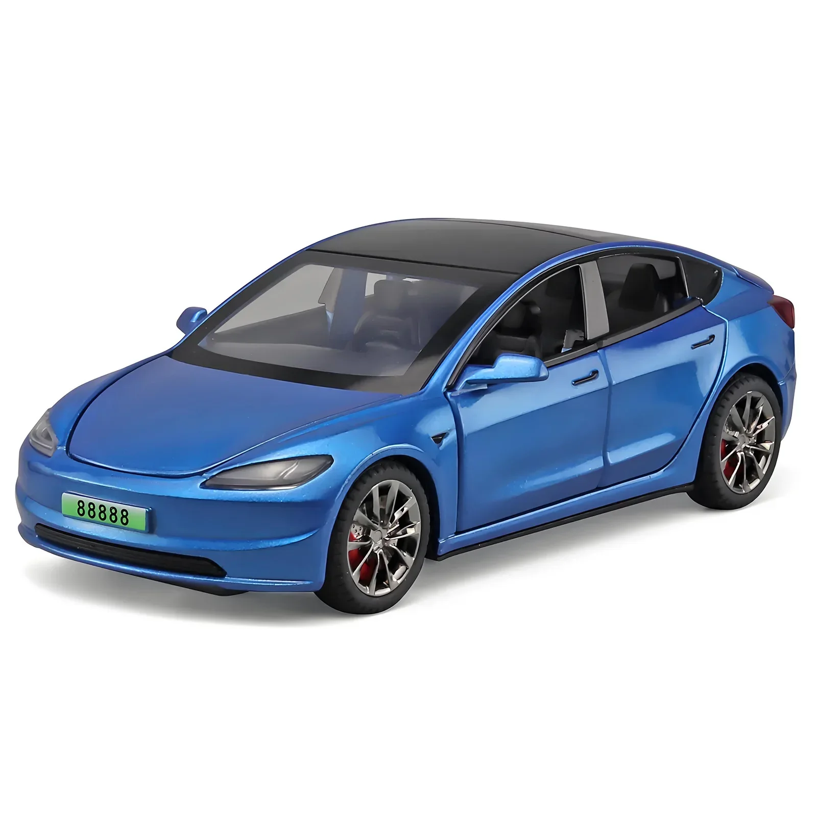 1:32 Tesla Model 3 Legering automodel Simulatie Geluid en licht Trek speelgoedauto Metalen auto Jongenscollectie Ornamenten Cadeau