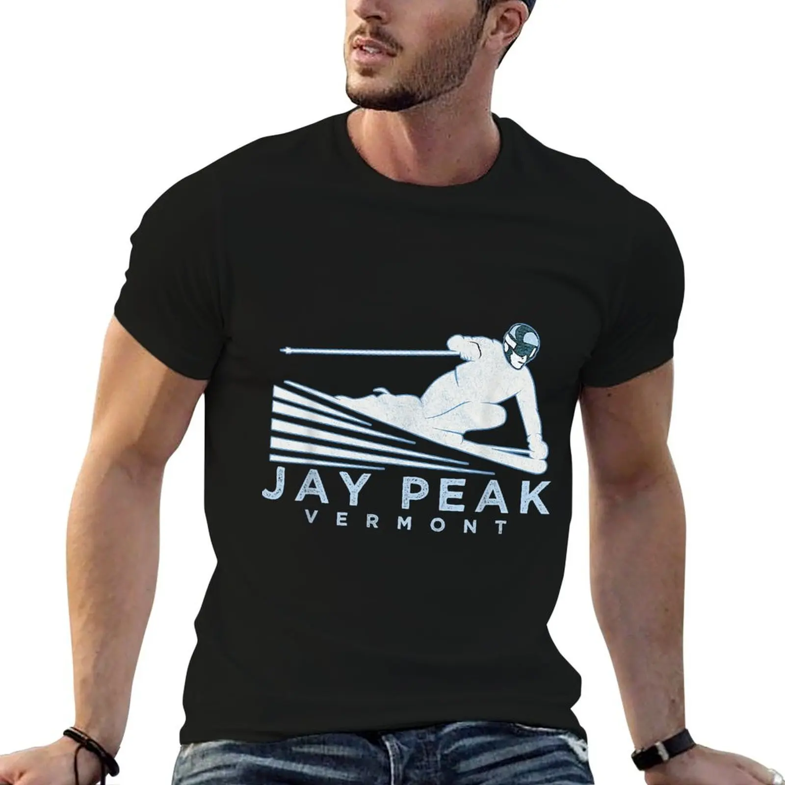 Camiseta Retro Ski Jay Peak, Vermont Illustration - Camiseta Vintage Snow Ski, camiseta informal para hombre, camisetas informales para hombre