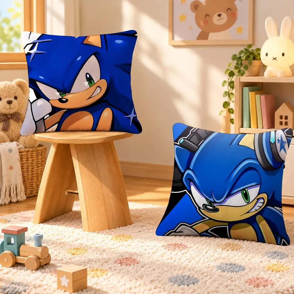 Game Sonic Retro Pixel Indie Cushion Cover Personalized Soft Plush Pillow Living Room Home Sofa Bedroom Office Car Cushion