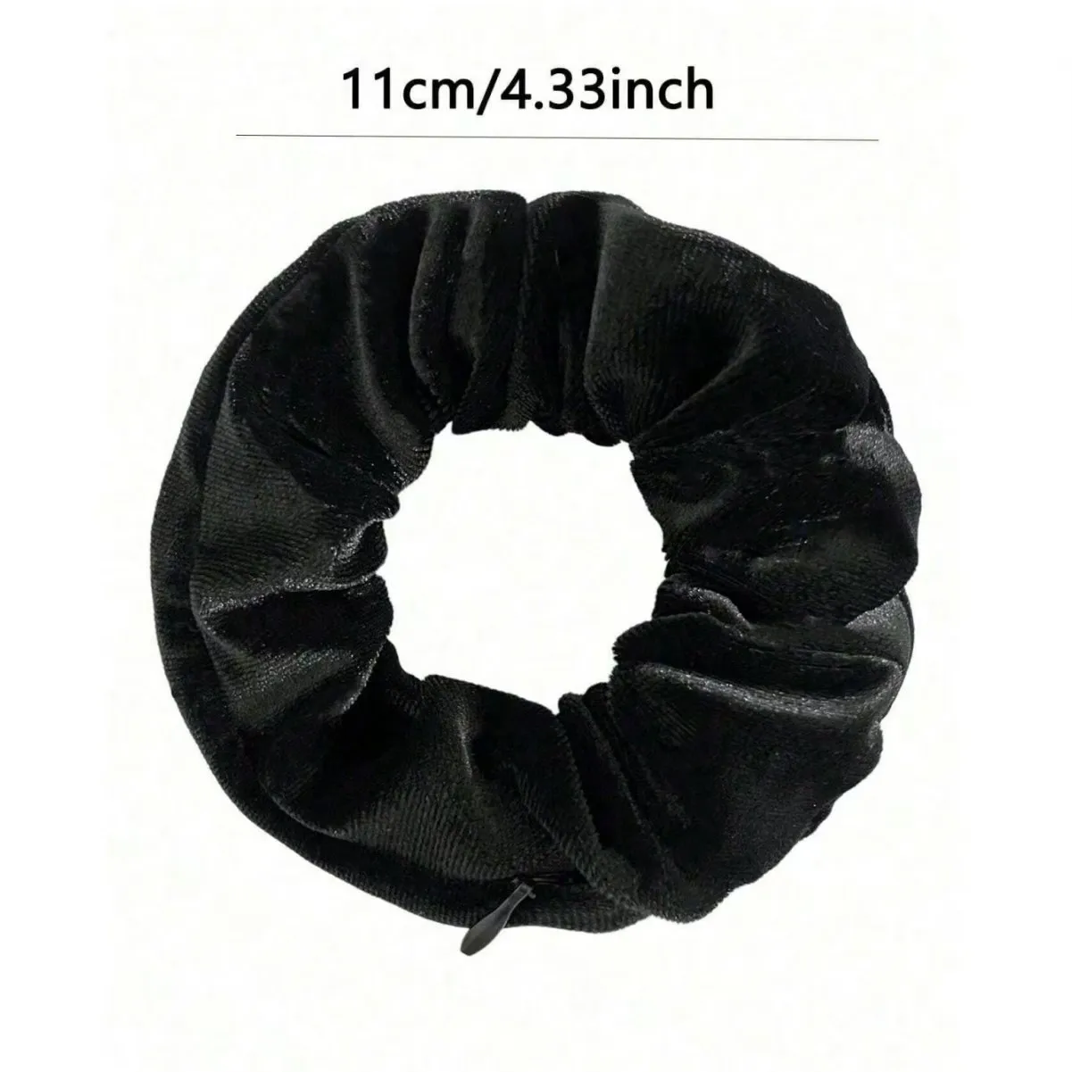 Ikat Rambut Beludru Sporty Modis dengan Kantong Ritsleting Ikat Rambut Lingkaran Besar Aksesori Rambut untuk Wanita