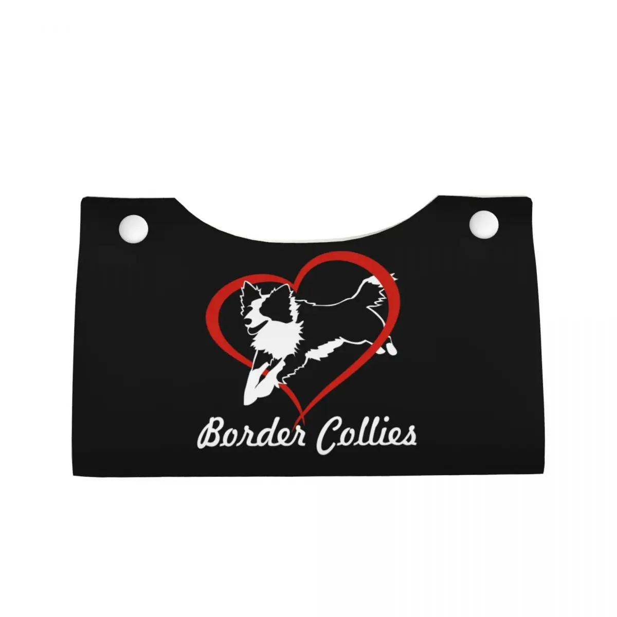 Custom Cute Love Border Collies Tissue Box Cover for Bathroom Office Dog Pet PU Leather Rectangular Facial Tissue Box Holder