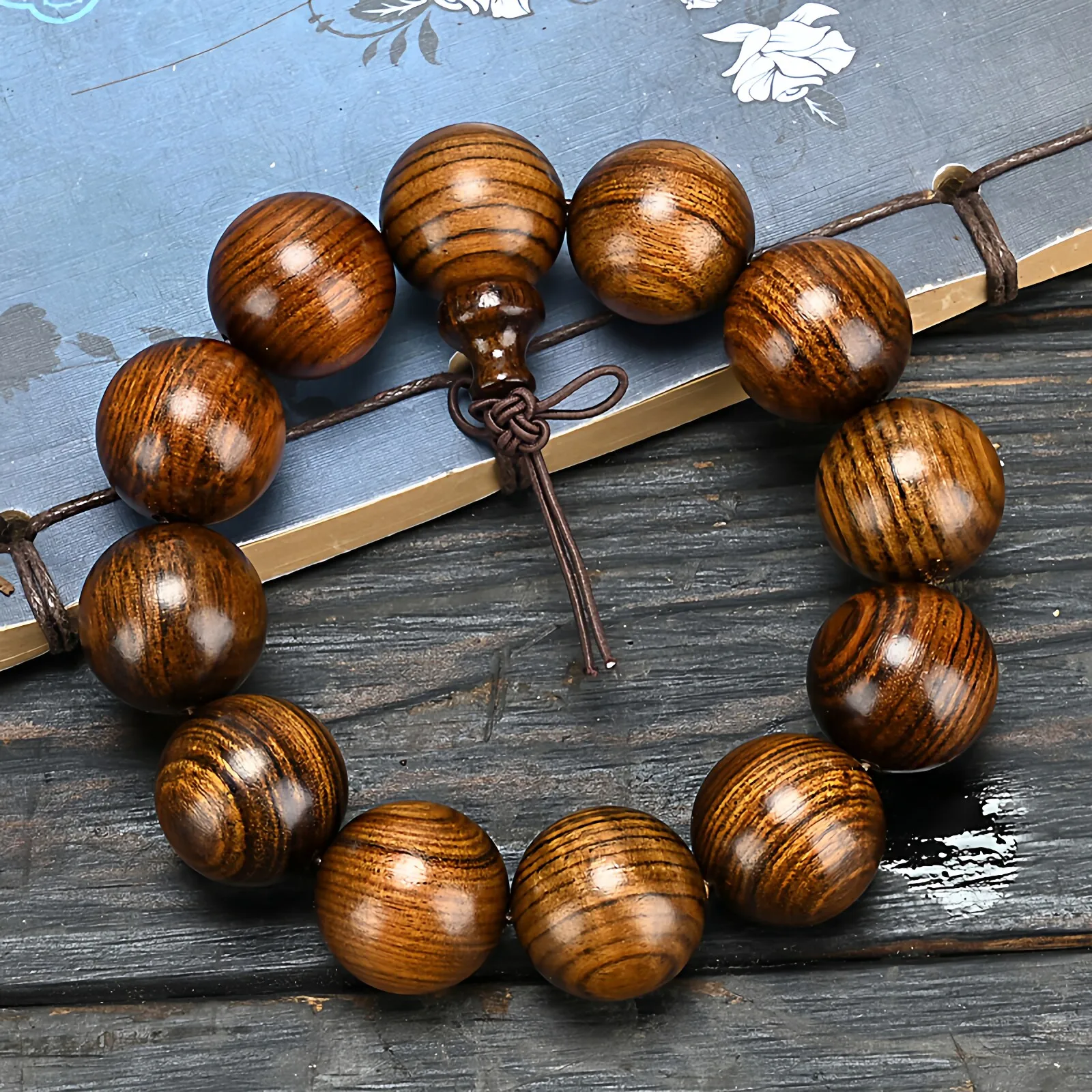 

108 Beads African Black Rosewood Sandalwood Bracelet Similar to Hainan Laos Myanmar Huanghuali Buddhist Jewelry Gifts