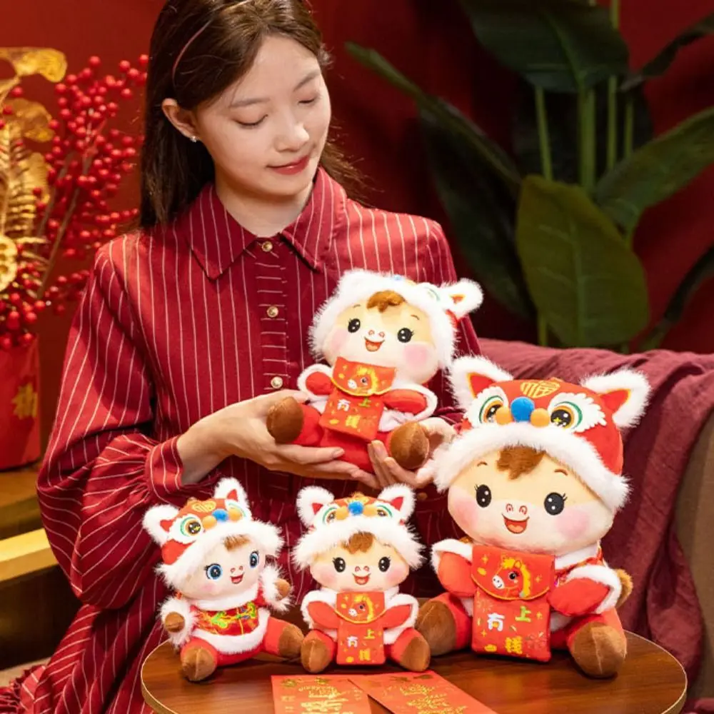 

Traditional Cartoon Animal Horse Stuffed Toys 16/20/25cm Cute Chinese Zodiac Horse Red Lucky Pony Plush Doll Festival Gift