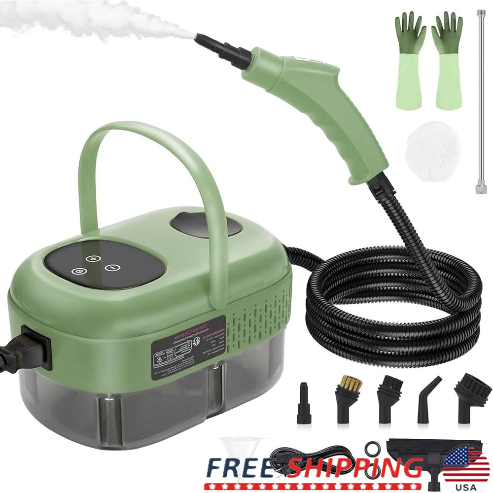 

Handheld Steam Cleaner 1000ml Tank Quick Heat 15s High Pressure Multi Surface Steamer Accessories Deep Cleaning Home Use
