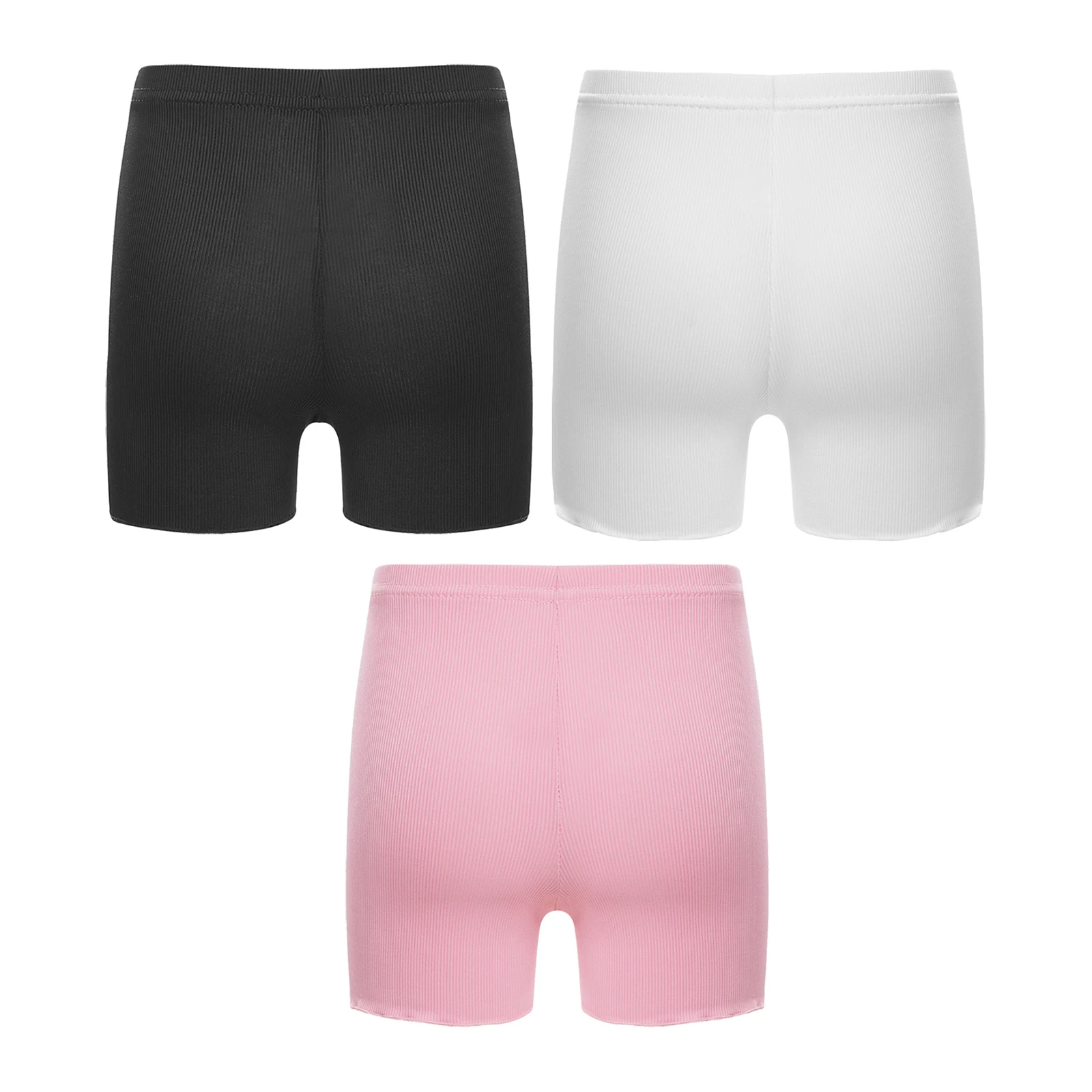 3Pcs/Set Kids Girls High Waist Ribbed Shorts Casual Wear Solid Color Elastic Waistband Panties Soft Underwear Leggings Nightwear