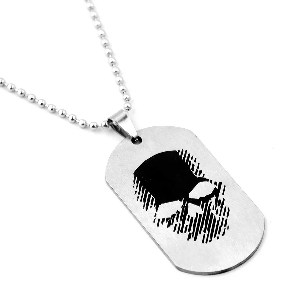 Trendy Tom Clancy Ghost Recon Wildland Skull Pendant Necklace for Men Women Chain Necklace Dog Tag Fans Collectible Jewelry Gift