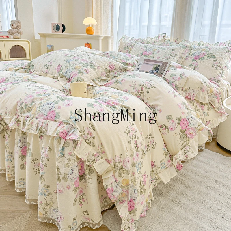 

FG Floral Bedding Set Four-Piece Pure Cotton Duvet Cover All-Season Universal