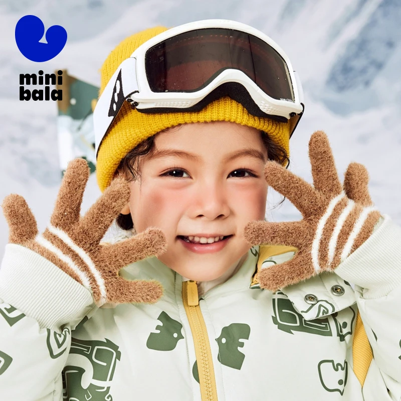 Mini Bala Warm Gloves New in Winter 2024 Thick Woolen Gloves for Boys and Girls