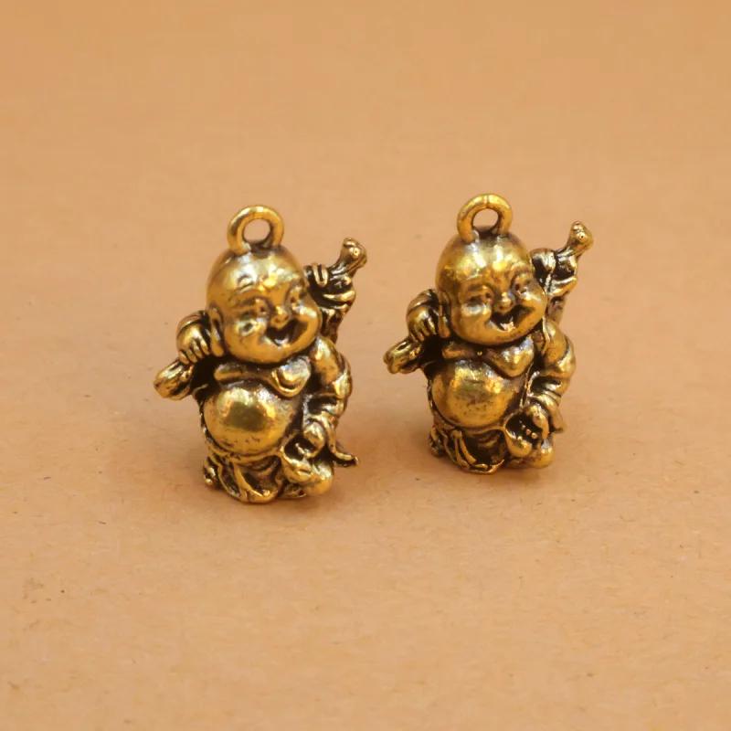 

Brass Maitreya Keychain Decoration Lucky Buddha Men and Women Bag Car Key Pendant Gift