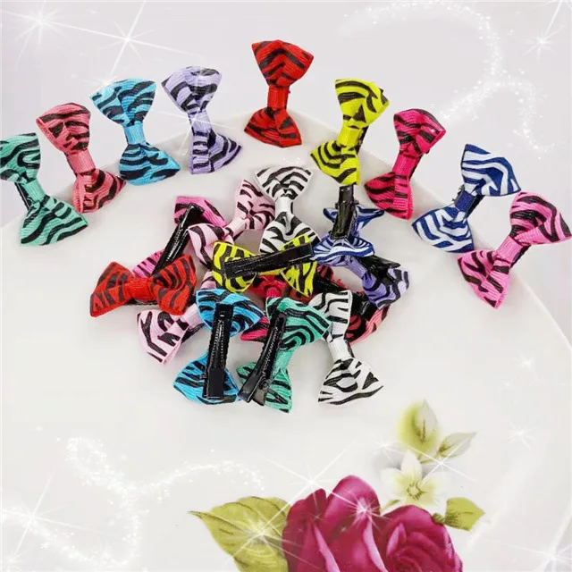 100Pcs Mini สุนัข Bow Hairgrips ผู้หญิงเสือดาวพิมพ์ทั้งห่อความปลอดภัยกิ๊ฟหนีบผมเด็ก Hairpins เครื่องประดับผม