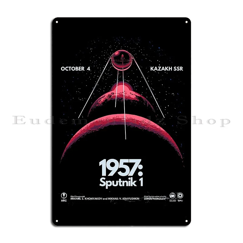 1957 Sputnik 1 Metal Plaque Rusty Custom Cinema Party Pub Tin Sign Poster