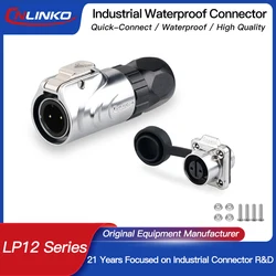 CNLINKO High Temperature Resistant M12 Metal Power Push Pull Quick Connector LP12 IP68 Outdoor Waterproof Circular Connector