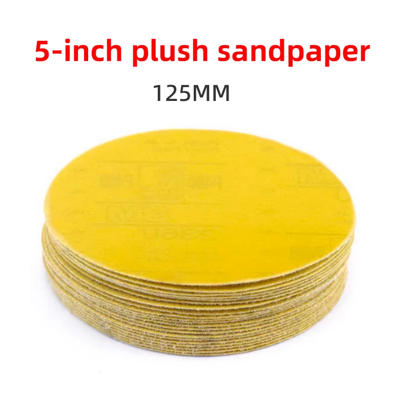 

5 inch dry sandpaper 125mm plush disc yellow sandpaper car sanding furniture polishing 80-600grit