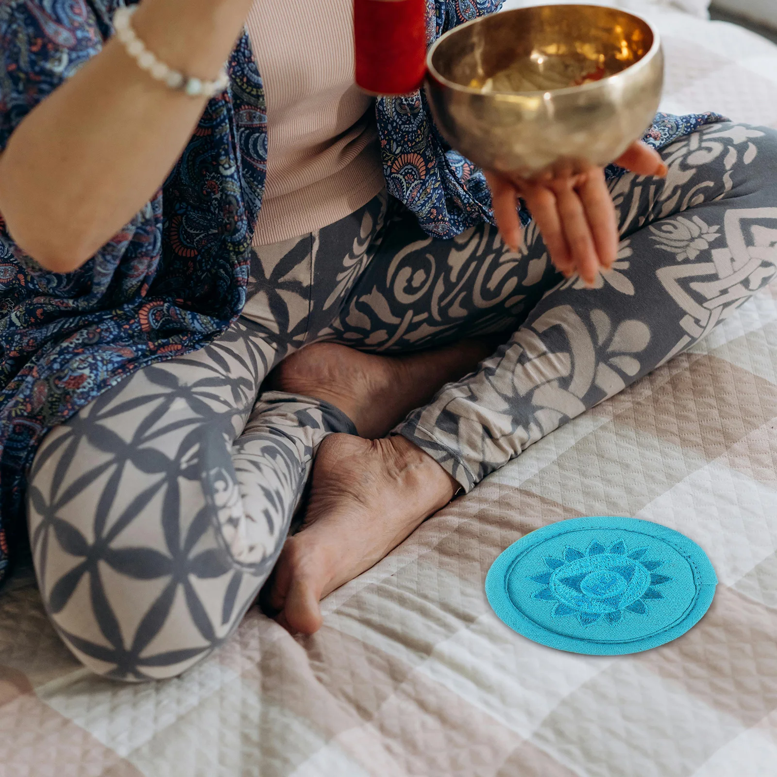 

3pcs Sound Bowl Cushion 10cm Colorful Embroidered Buddha Style Meditation Pillow Supplies Singing Bowl Pad Accessories