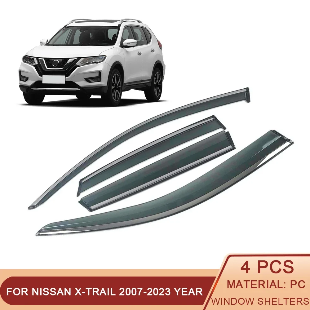 

For NISSAN X-TRAIL T32 2007-2023 Rogue T33 T31 Car Window Sun Rain Shade Visors Shield Shelter Protector Cover Frame Sticker