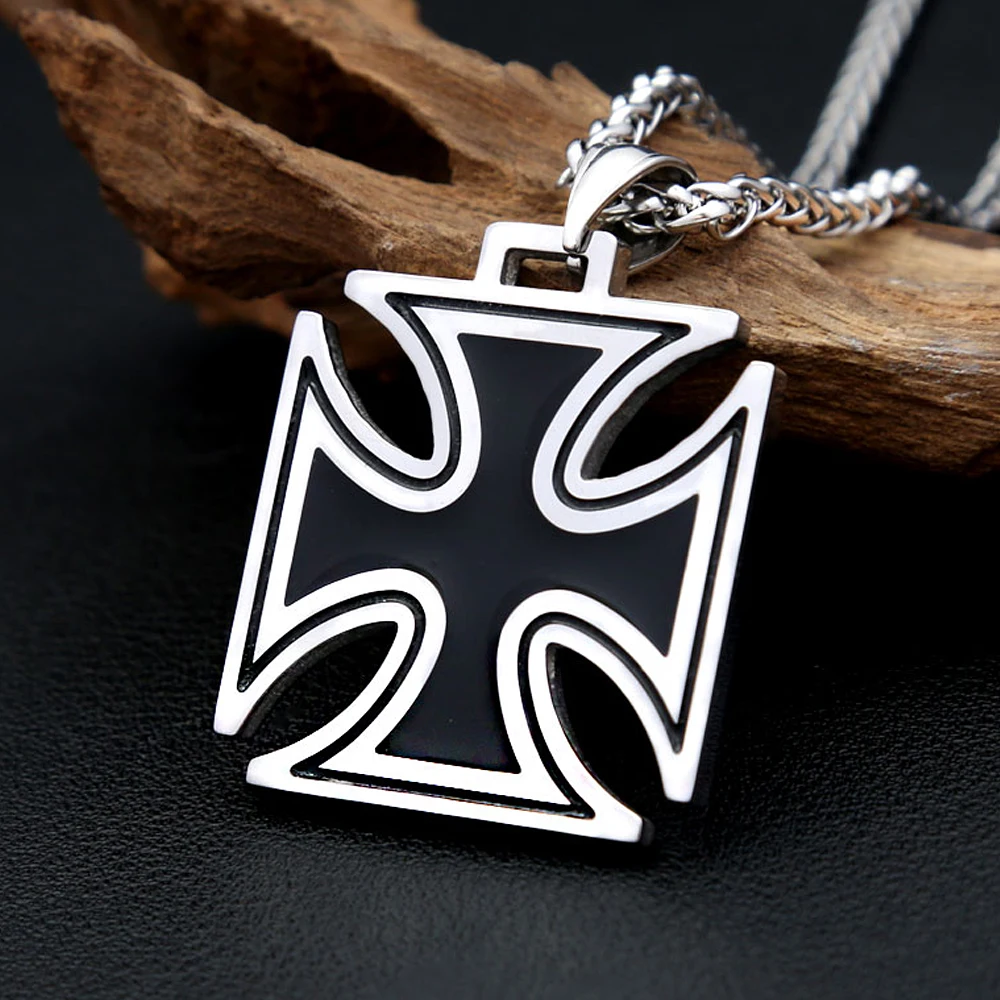 Vintage Classic Cross Pendant Necklace For Men Women Stainless Steel Hip Hop Knights Templar Iron Biker Jewelry Gifts Wholesale view 5