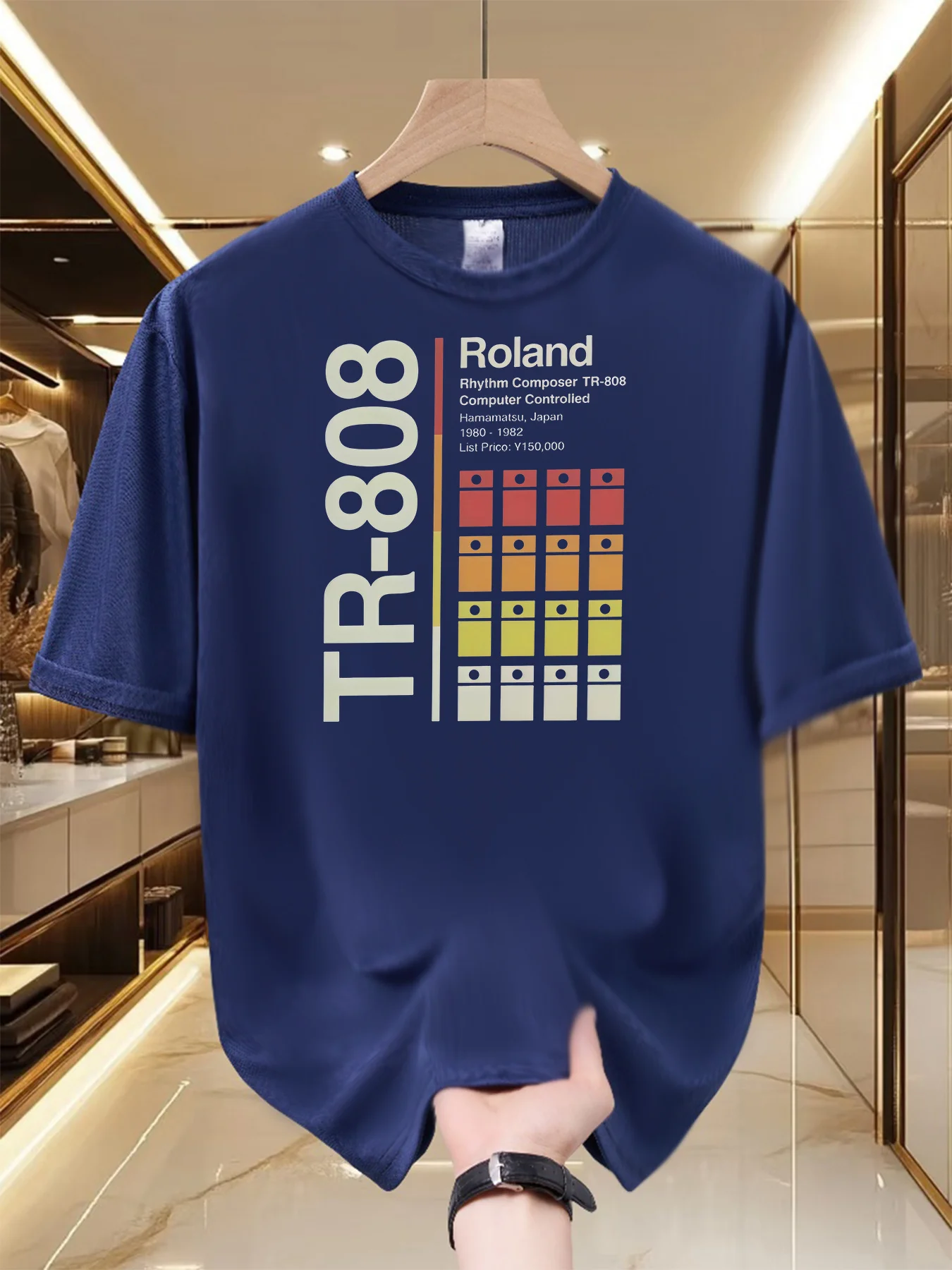 Men's TR-808 Sonic T-Shirt - Retro Musical Crew Neck Short Sleeve, Summer Style, Ideal for Music Lovers