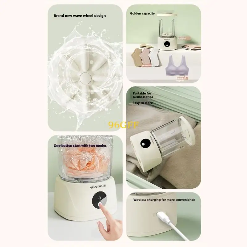 96GF Portable Washing Machine Wireless Mini Washer Deeply Clean Small Laundry Socks Underwear Baby Clothes Small Washer