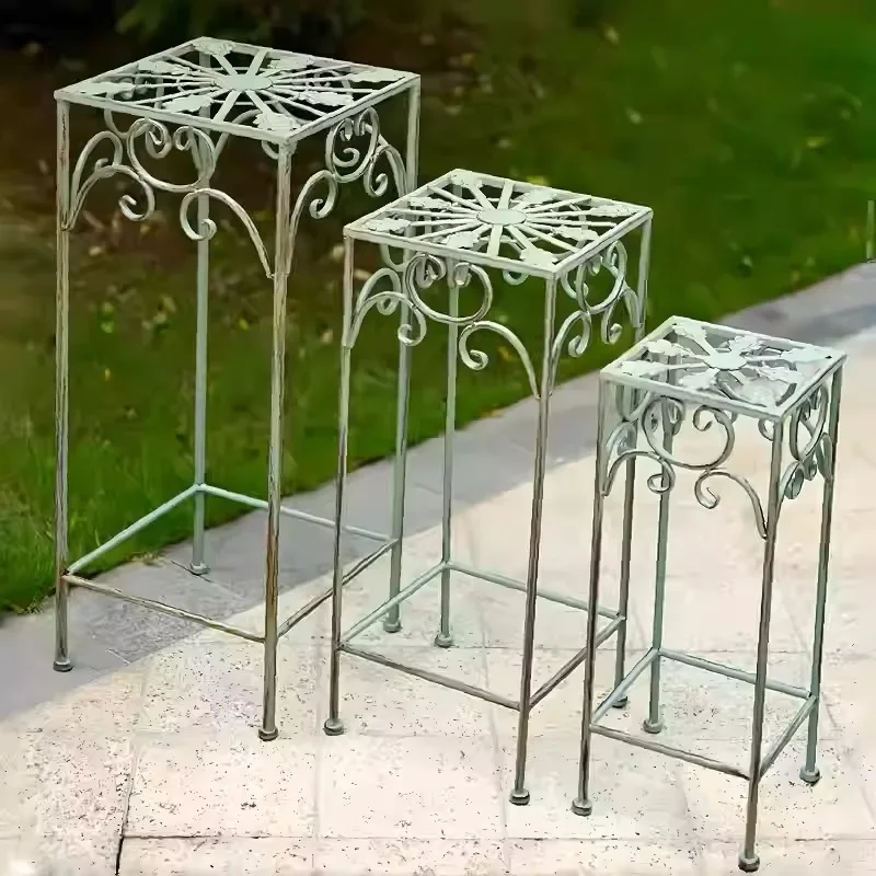 Wrought iron flower stand Floor-to-ceiling outdoor courtyard Garden balcony B & B shelf Flower pot raising stool Flower pot stan