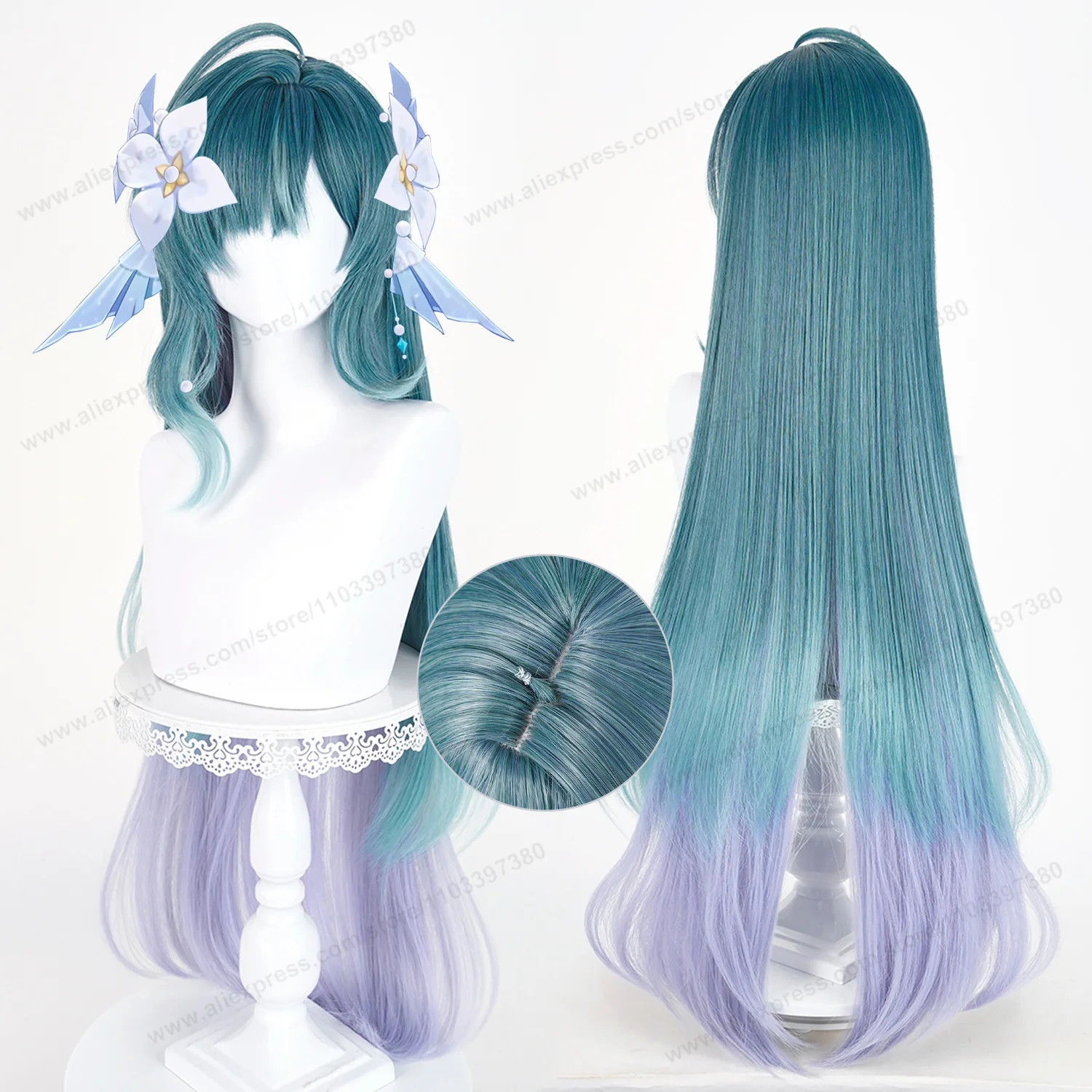 Vodyanitsa Cosplay Wig 98cm Long Woman Hair Anime Cosplay Wig Halloween Heat Resistant Synthetic Wigs