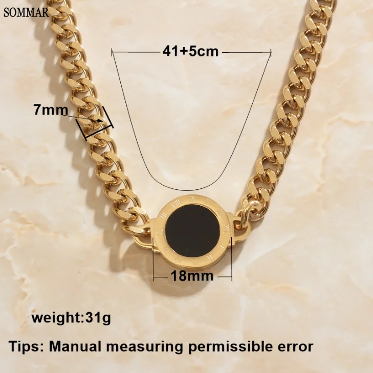 SOMMAR best friends Gold color female necklaces & pendants Black and white, two sides tattoo choker wedding decoration