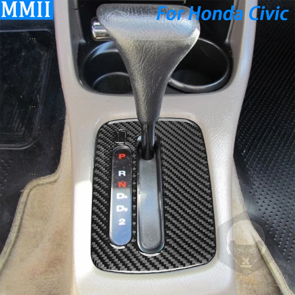 For Honda Civic 1996 1997 1998 1999 2000 Real Carbon Fiber Console Gear Shift Panel Trim Cover Car Interior Accessories Sticker