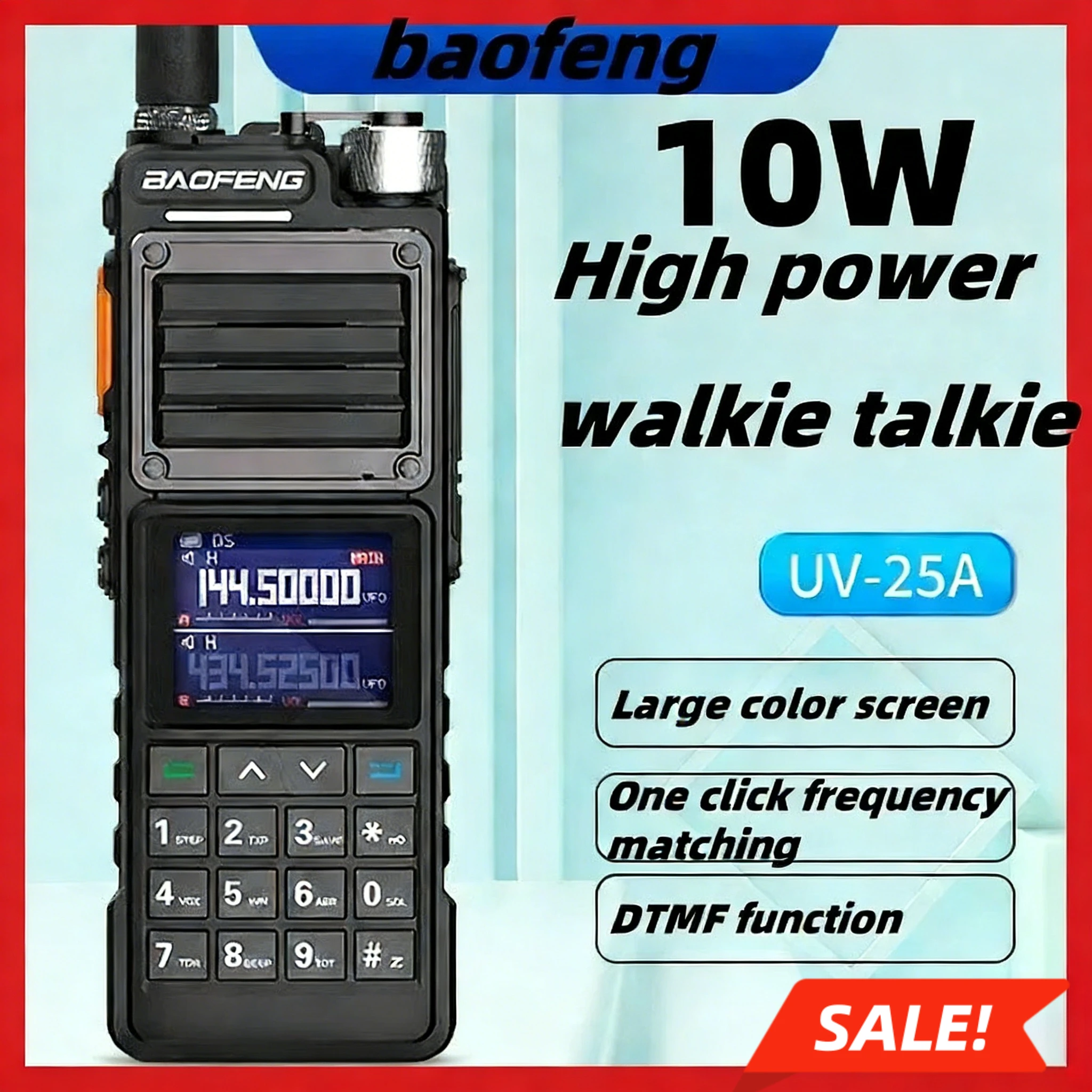 Baofeng UV-25 Tri Band Power Walkie Talkie Long Range Ham 2 Way Radio with Cable 10W 7.4V/2800mAh type-C