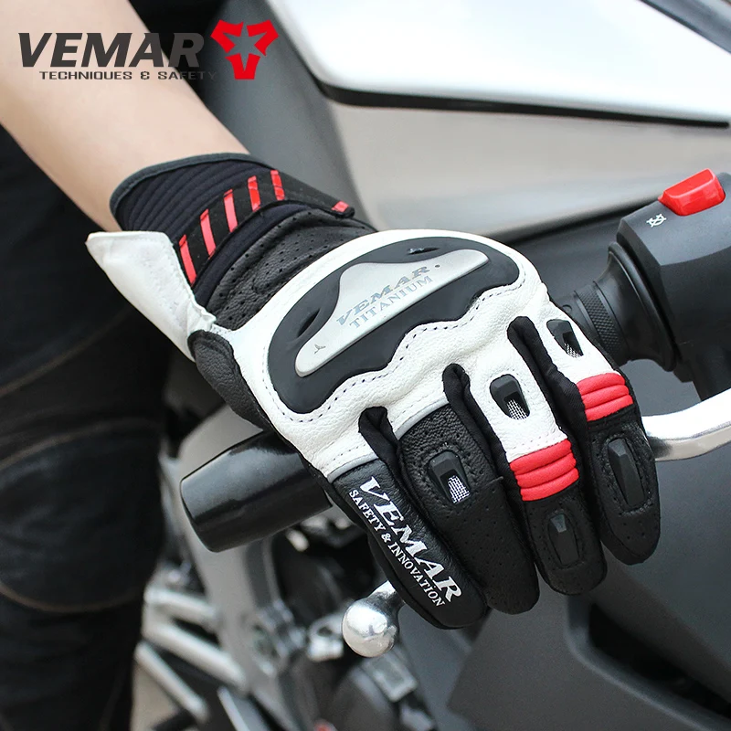 

Vemar Motorcycle Leather Glove Racing Carbon Fiber Summer Men Touchscreen Moto Motocross Gloves Motorbike Riding Protective Gear