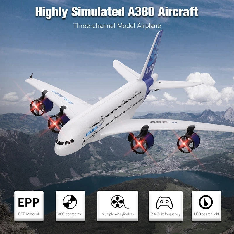 Rc Airplane A380 Boeing 747 Remote Control Plane 3ch 2.4g Fixed Wing Epp Foam Model Aircraft Ducted Fan Glider Toy Boys Kids Gif
