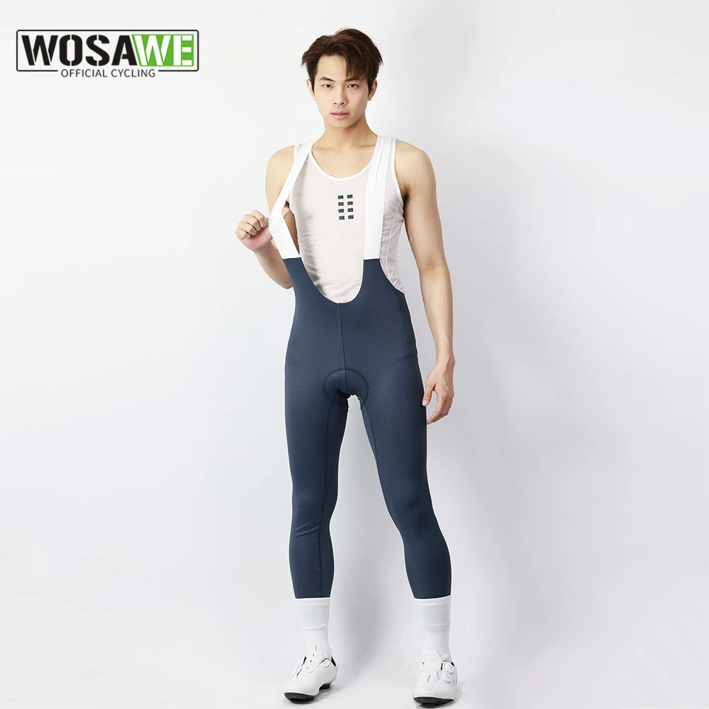 WOSAWE Cycling Bib Pants 3D pad Men Road Bike Long Pants Cool Breathable Cycling Tights Quick Dry Bike MTB Ride Tight Trousers