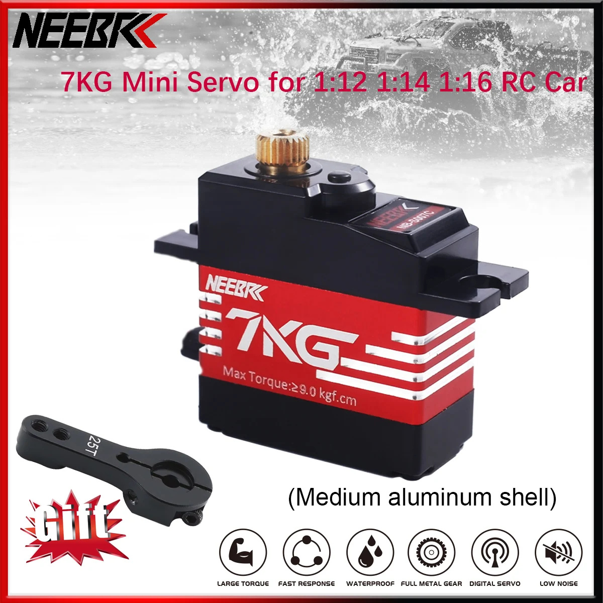 

NEEBRC 7KG mini Servo Waterproof 17g 21G servo motor Metal Gear for 1/14 1/16 1/18 RC Car Wltoys 144010 MJX Hyper Go 14209 14210