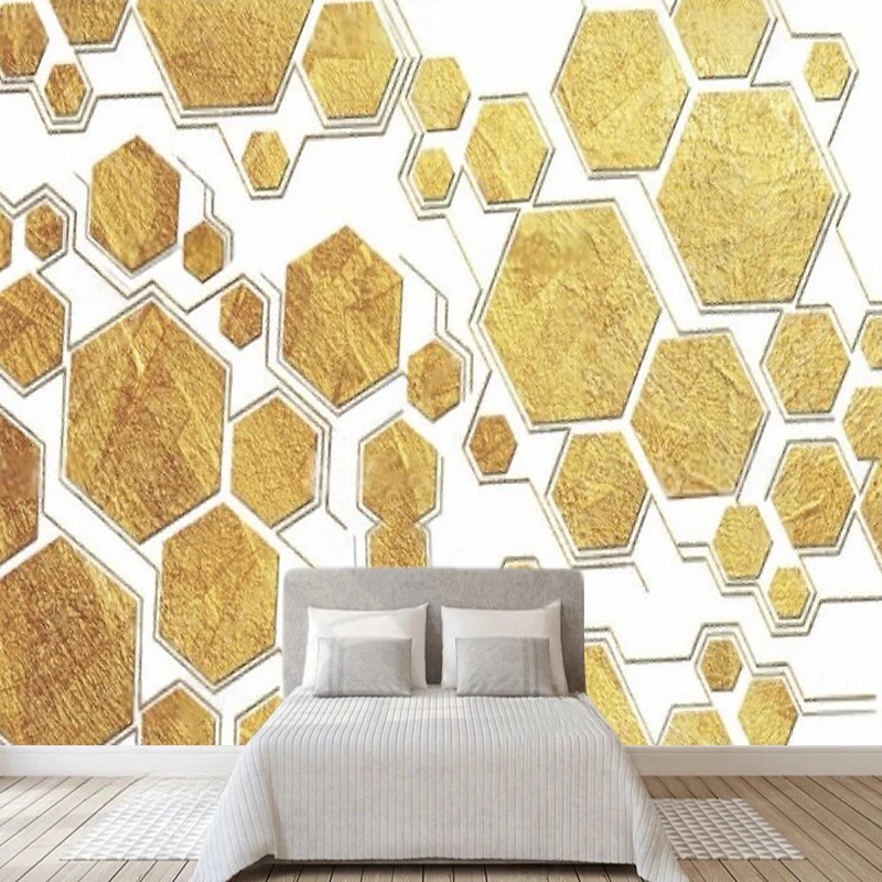 Modern High-End Minimalist And Elegant Golden Geometric Combination Background Decoration For Bedrooms And Living Rooms