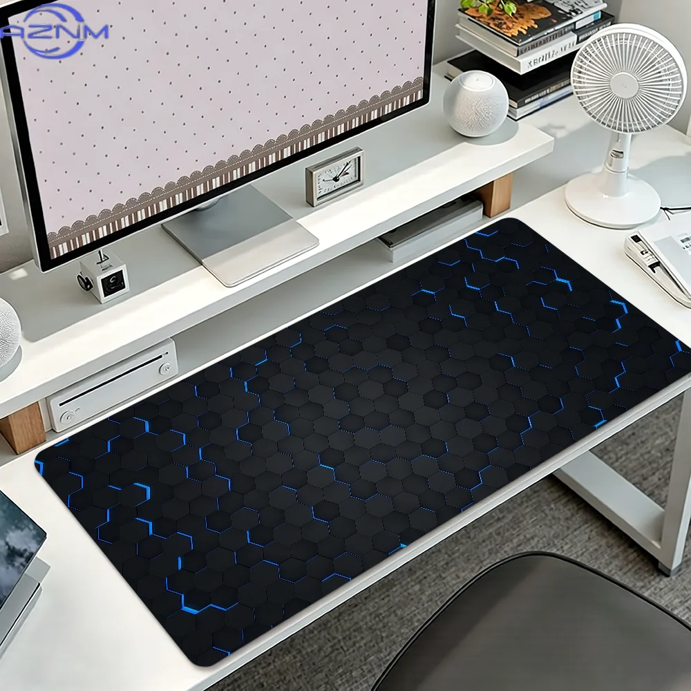 Geometric Honeycomb  Hexagon Blue Gradient Non-slip Thickened MousePad Student Gaming Cushion Large Writing Lockedge Office