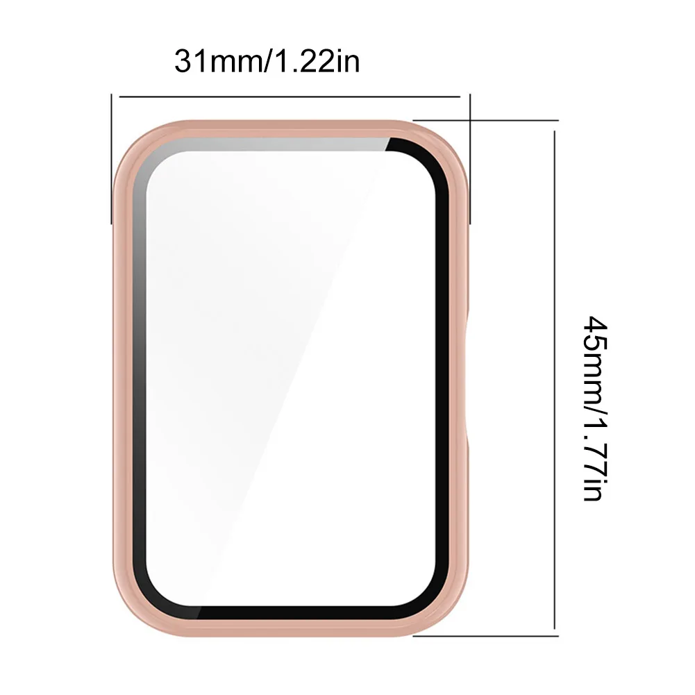 PC Watch Case Full Coverage Tempered Film Frame with Tempered Glass Anti-Fall Anti-Scratch for Samsung Galaxy Fit 3