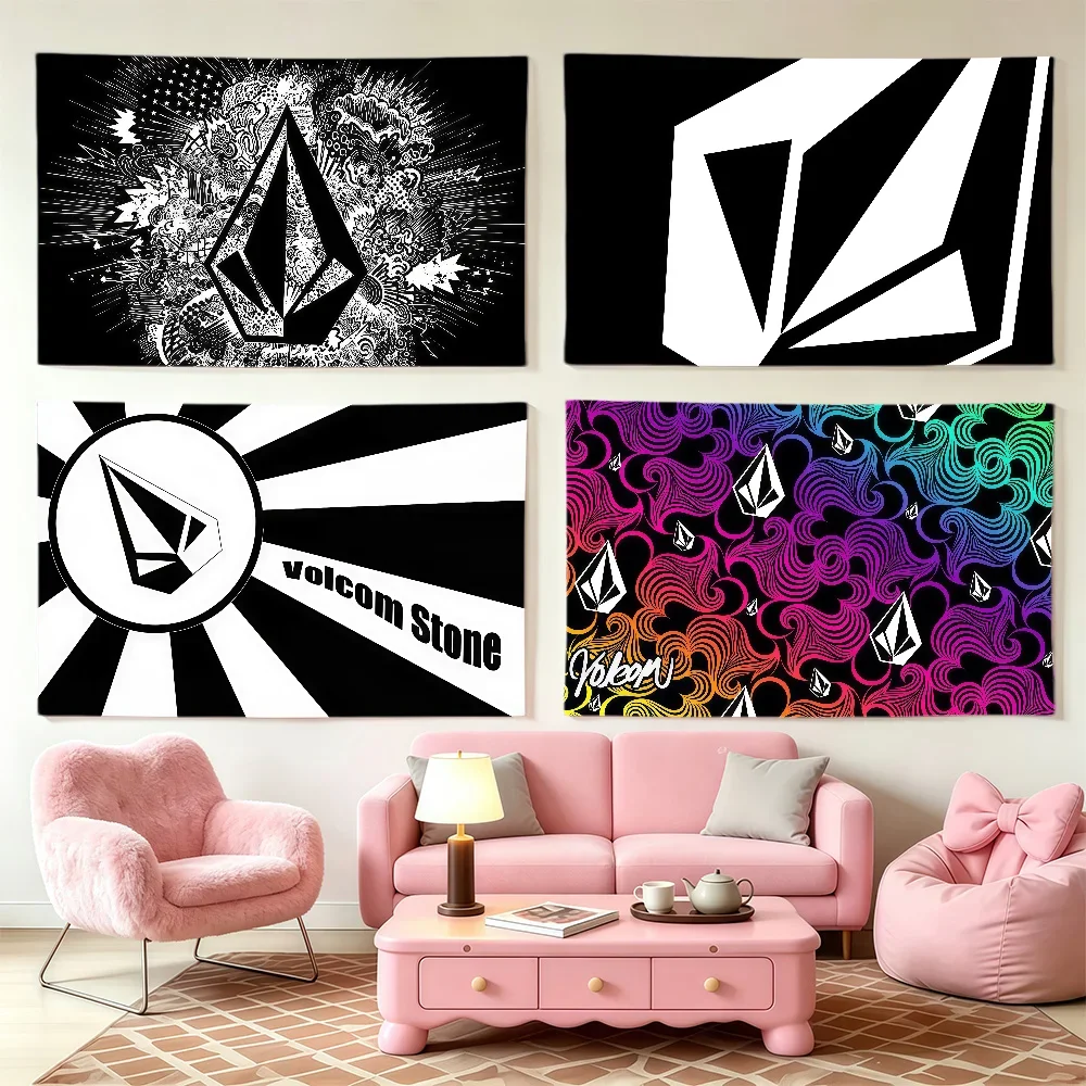 Fashion V-Volcoms Flag Club Interior Wall Creative Pattern Living Room Wall Art Party Outdoor Decor