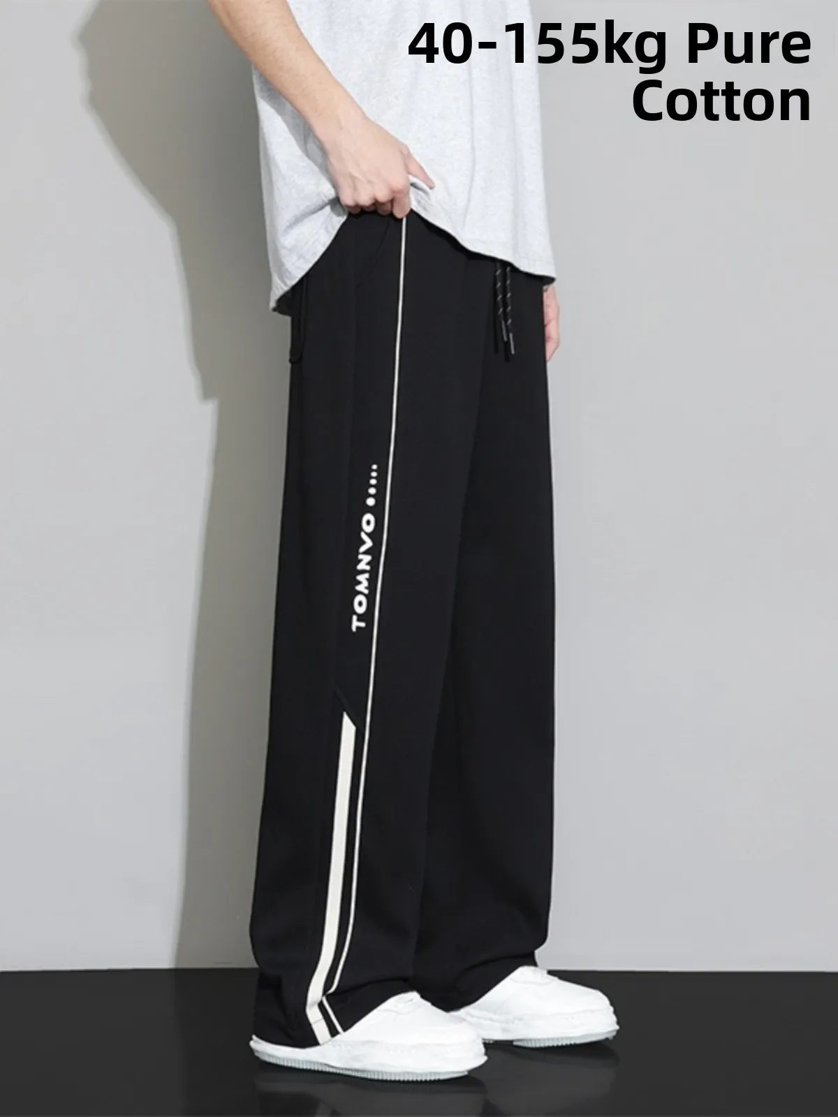 

Мужские повседневные брюки из чистого хлопка, очень большие размеры, с широкими штанинами, удлиненные, для полных мужчин, весна-осень, модные